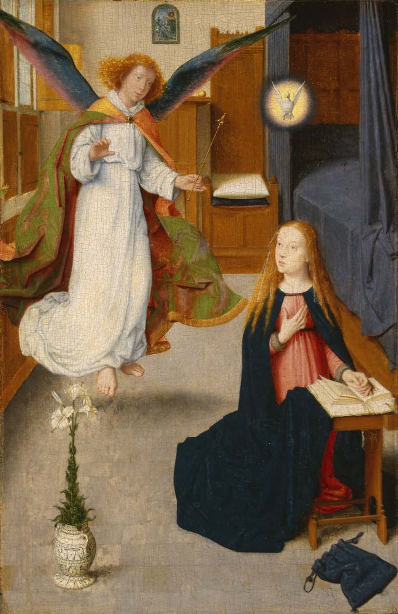 The Annunciation, c.1490 (olja på ekpanel) av Gerard David