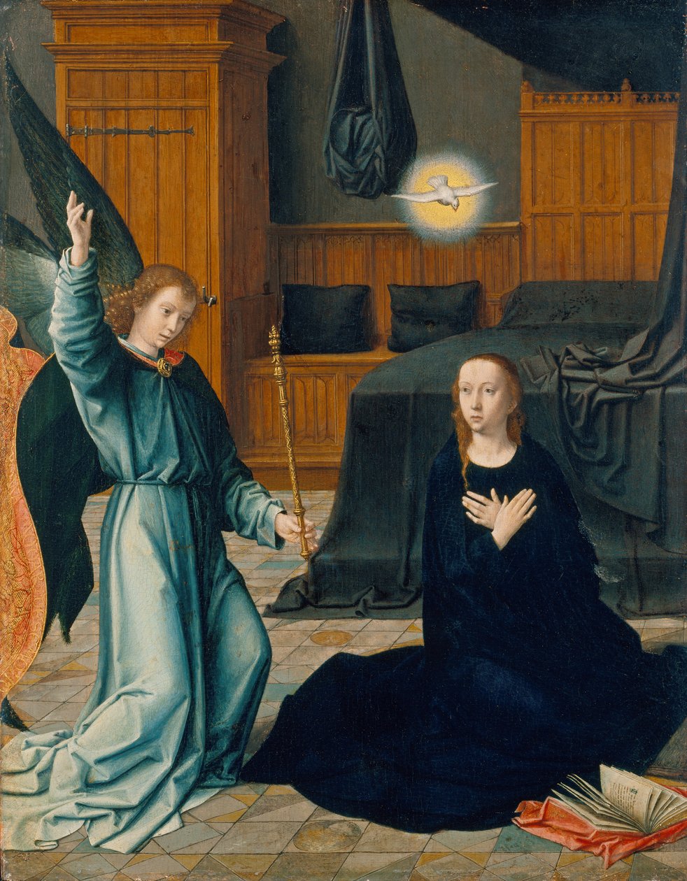 The Annunciation, c.1509 (blandteknik på ek) av Gerard David