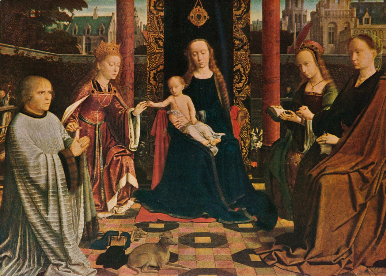 Jungfrun och barnet med heliga och donator, 1510, 1909 av Gerard David