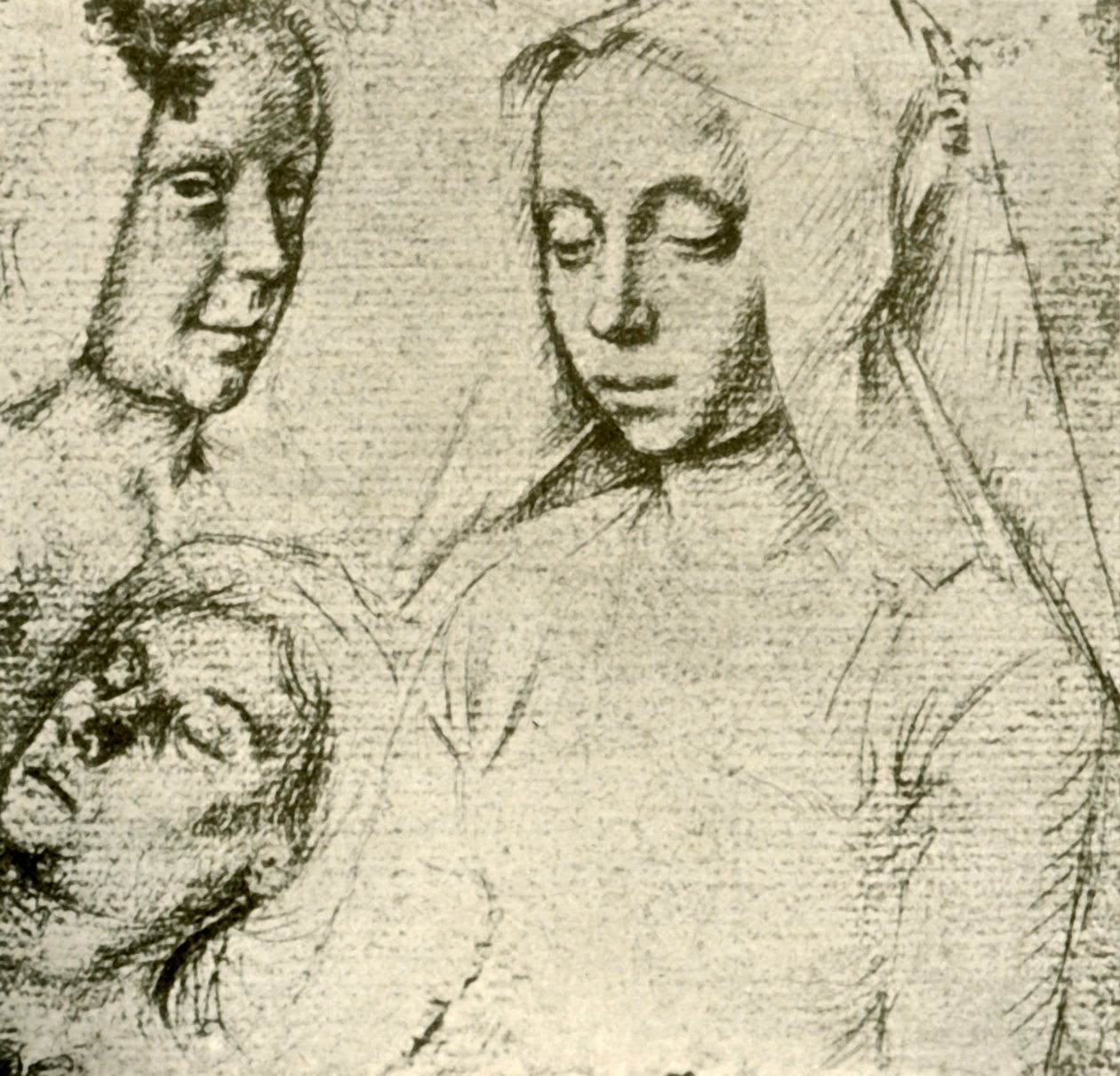 Tre kvinnliga huvuden, sent 1400-tidigt 1500-tal, 1908. av Gerard David