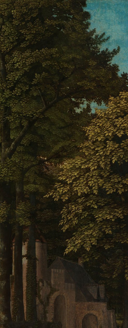Utsikt i en skog, yttre vänstra flygeln på en triptyk av Gerard David