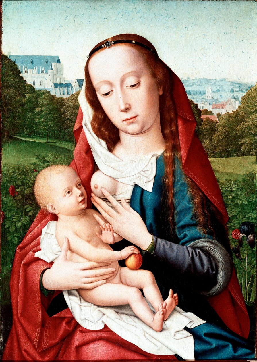 Jungfru och barnmålning av Gerard David (1460-1523) Madrid, Musee Lazaro Galdiano av Gerard David