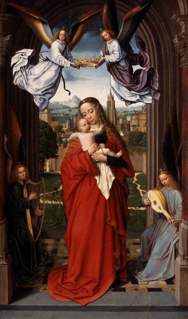 Jungfru Maria och barnet med fyra änglar av Gerard David