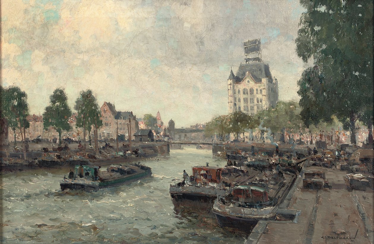 Utsikt över Witte Huis, Rotterdam (olja på duk) av Gerard Delfgaauw