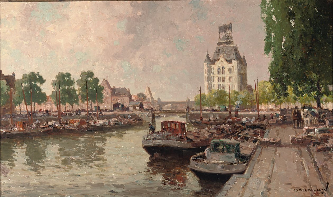 Utsikt över Witte Huis, Rotterdam (olja på duk) av Gerard Delfgaauw