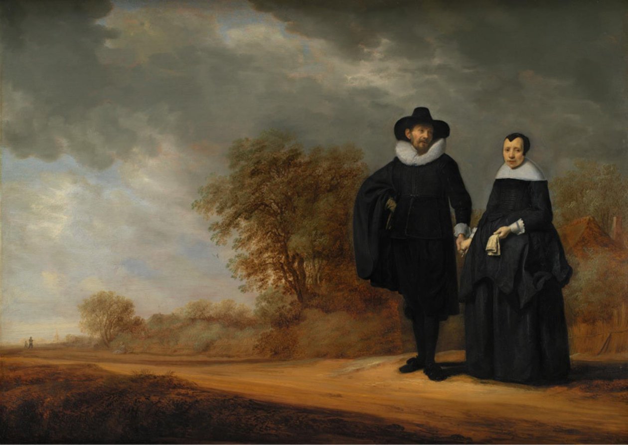 Borgmästare Cornelis Damasz. van der Gracht och hans fru, Jopken Jacobs, i ett landskap av Gerard Donck