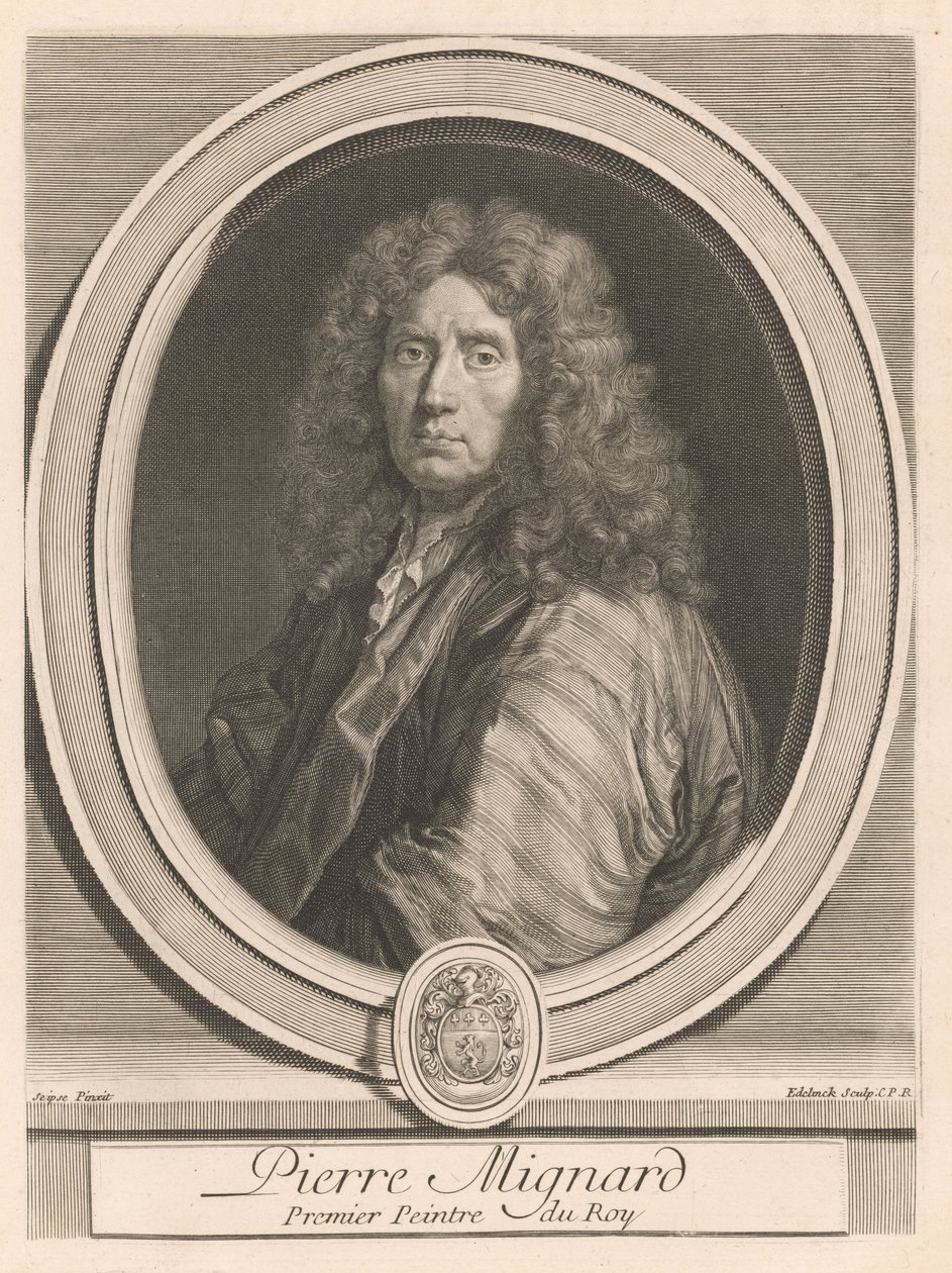 Pierre Mignard, ur boken Les hommes illustres qui ont paru en France pendant ce siècle, vol. II, av Charles Perrault (Berömda män som framträdde i Frankrike under detta århundrade, vol. II) av Gérard Edelinck