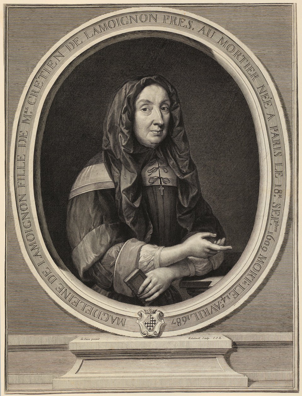 Porträtt av Madeleine de Lamoignon av Gérard Edelinck