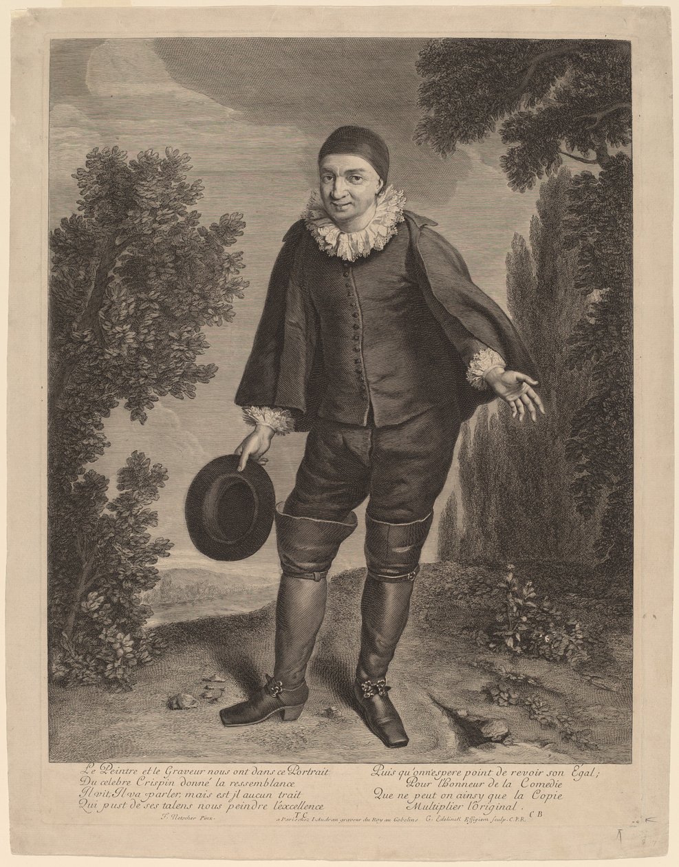Raimond Poisson som Crispin av Gerard Edelinck after Theodor Netscher