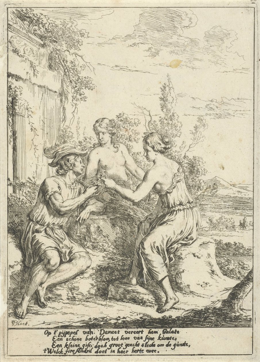 Pastoral scen med Dameet, Galate och Amaril av Gerard Hoet (I)