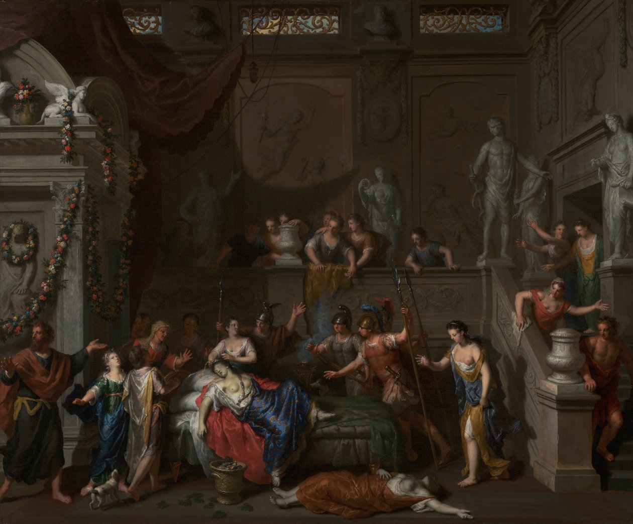 The Death of Cleopatra, ca 1700-10 (olja på duk) av Gerard Hoet