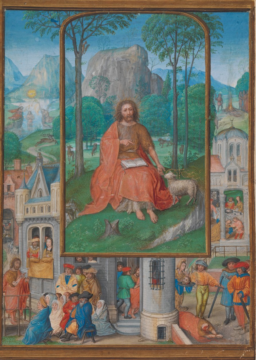 Manuskriptbelysning med scener ur Johannes Döparens liv, ca. 1515. av Gerard Horenbout