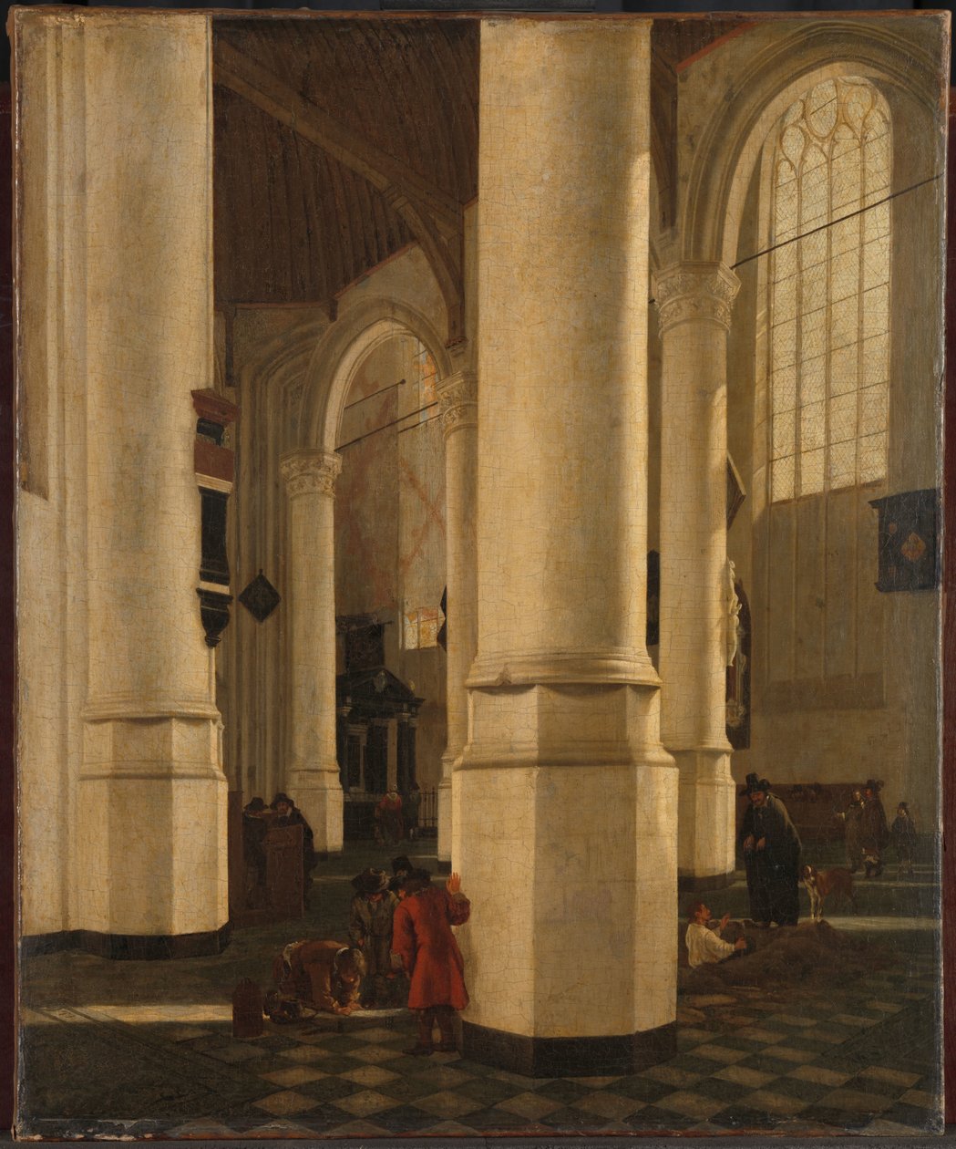 Interiör av Oude Kerk i Delft, med graven av viceamiral Pieter Pietersz Heijn av Gerard Houckgeest (attributed to)