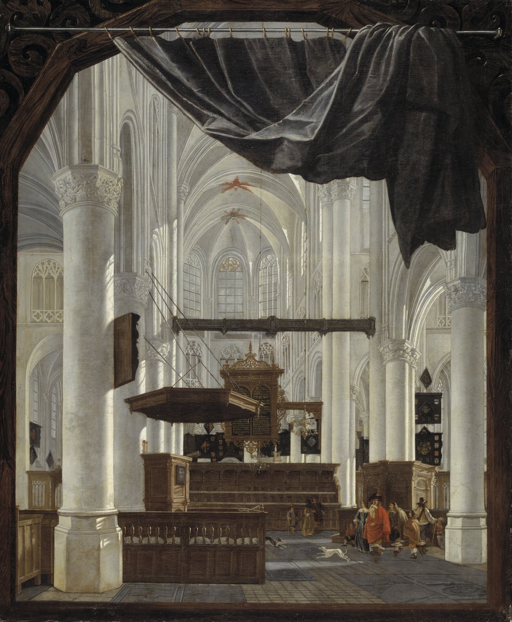 Interiör av Sint Gertrudiskerk i Bergen op Zoom av Gerard Houckgeest