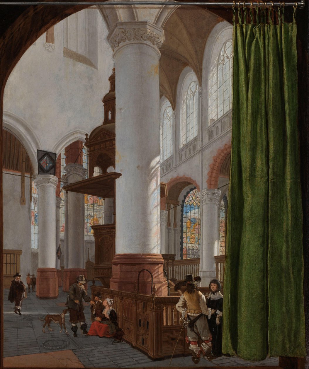 Interiör av Oude Kerk i Delft Interiör av Oude Kerk i Delft, med en Trompe-l