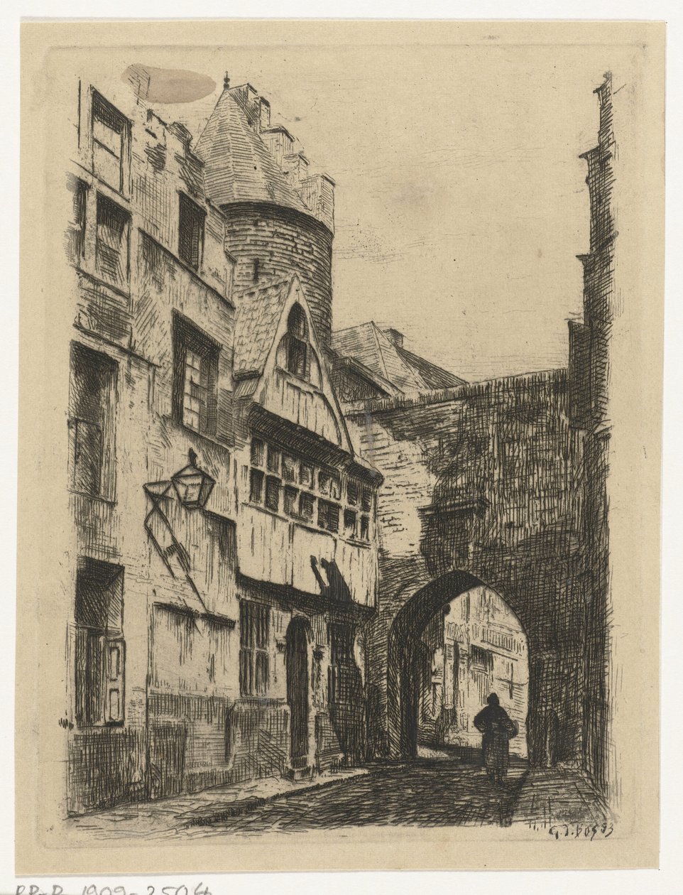 Gatuvy At the Steen i Antwerpen (titel på objekt) av Gerard Jan Bos