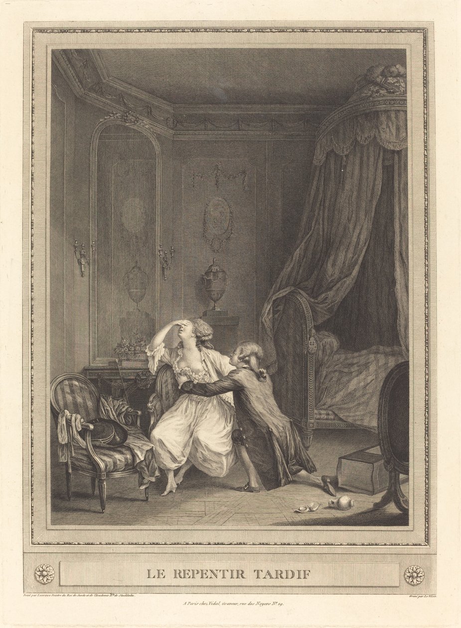 Sen omvändelse av Gerard Rene Le Vilain after Nicolas Lavreince