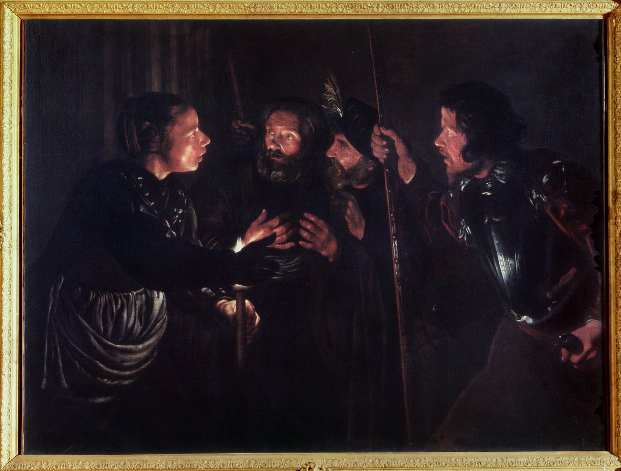 Sankt Peters förnekelse. Målning av Gerard Seghers (1591-1651). Olja på duk av Gerard Seghers