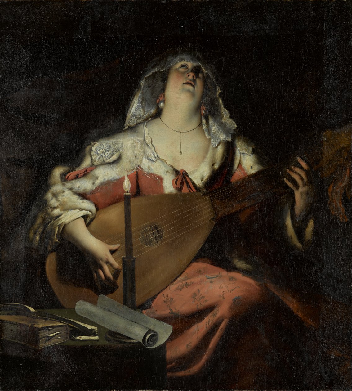 The Lute Player, cirka 1620-talet (olja på duk) av Gerard Seghers