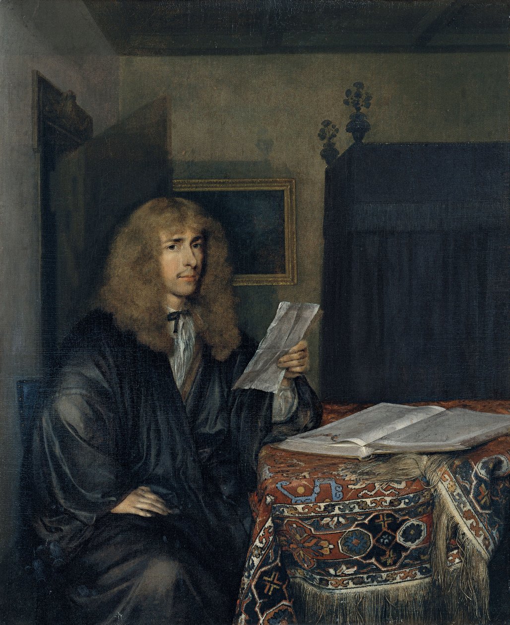 Porträtt av en man som läser ett dokument av Gerard Ter Borch the Younger