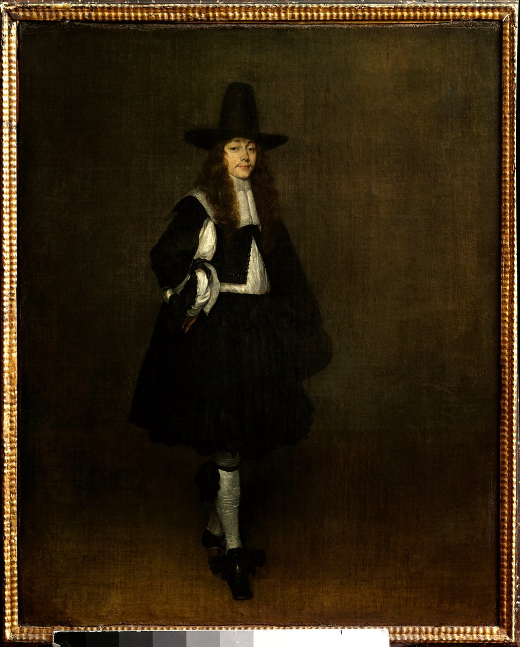 Porträtt av mannen i svart målning av Gerard Ter Borch (1617-1681) 1600-talets sön. 0,67x0,53 m Paris, musee du Louvren - Porträtt av en man i svart. Målning av Gerard Ter Borch (1617-1681) av Gerard ter Borch