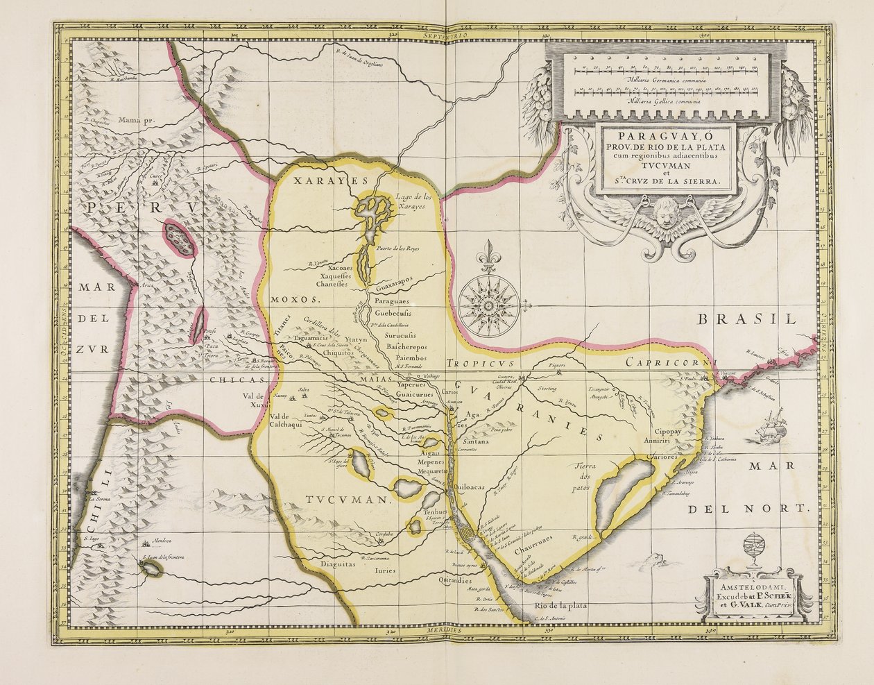 Paraguayo prov. från Rio de la Plata med de angränsande regionerna Tucuman och S.ta Cruz de la Sierra av Gerard Valck