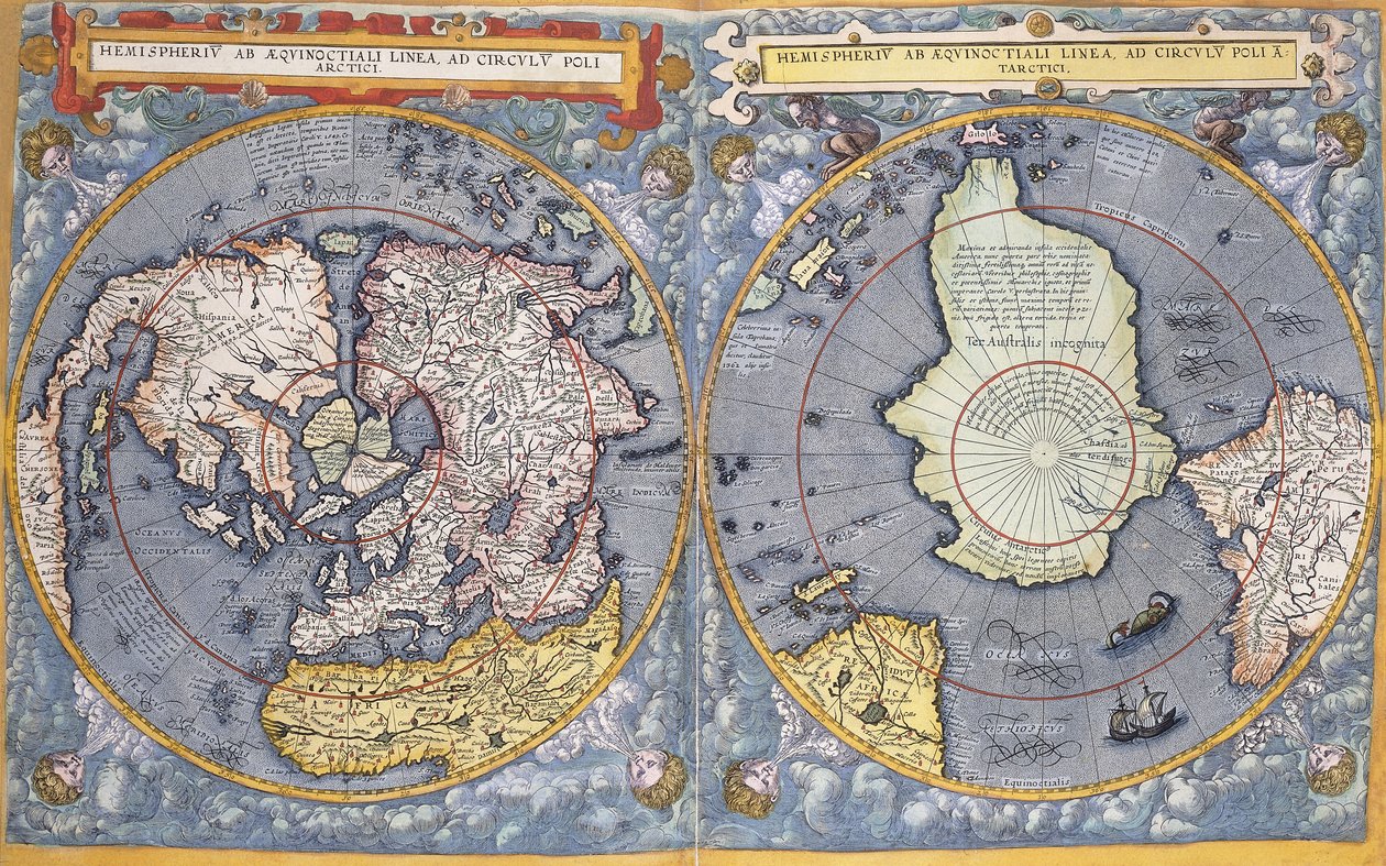 Nord- och Sydpolen, 1593 av Gerard de Jode