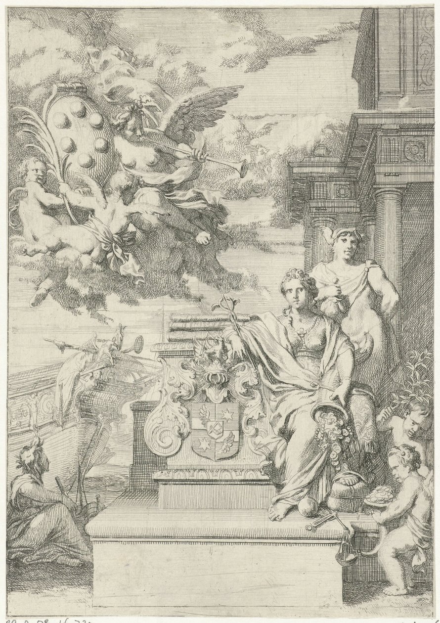 Allegori över handeln och De Medicis familjevapen av Gerard de Lairesse