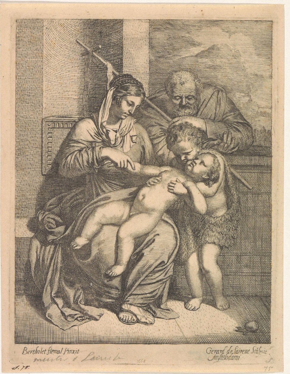 Den heliga familjen med Johannes Döparen av Gerard de Lairesse