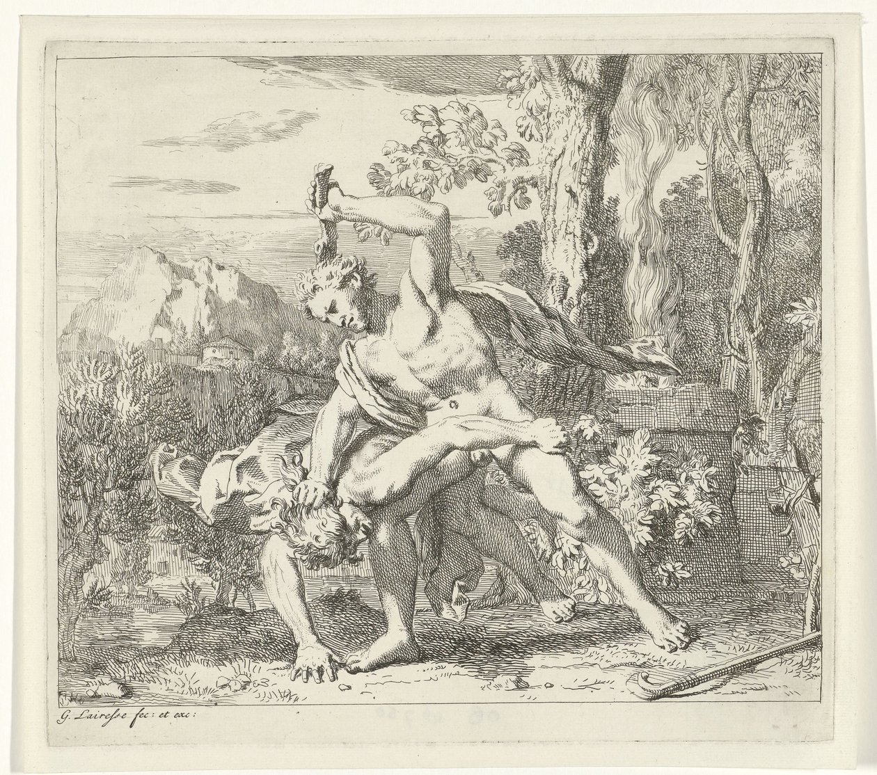 Kain dödar Abel Scener från Genesis av Gerard de Lairesse
