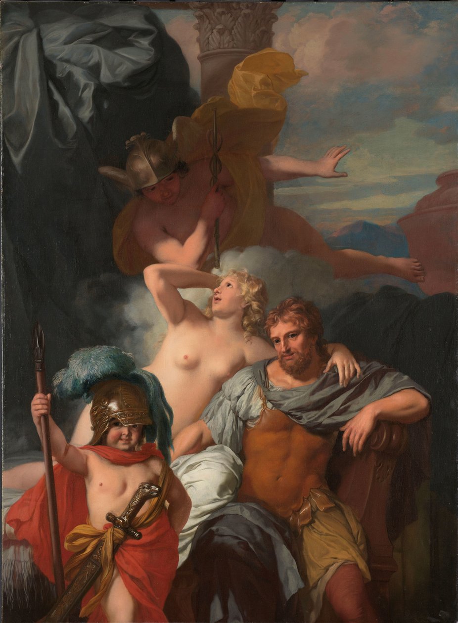 Merkurius beordrar Calypso att släppa Odysseus av Gerard de Lairesse