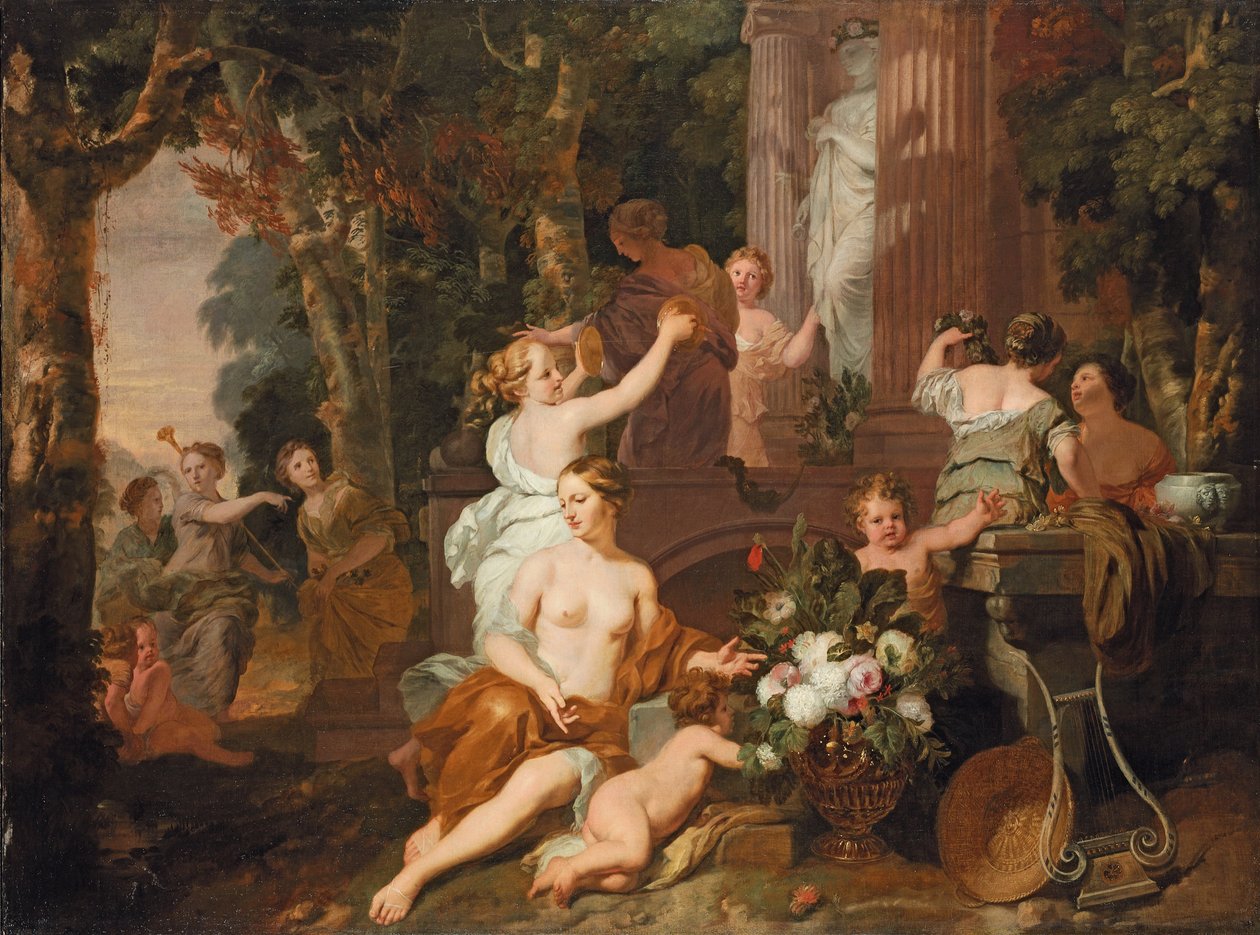 Nymfer och bakchanter hyllar Floratemplet av Gerard de Lairesse