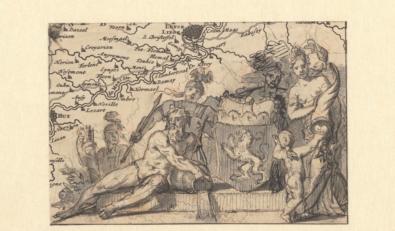 Design för en vinjett med Brabants vapen av Gerard de Lairesse