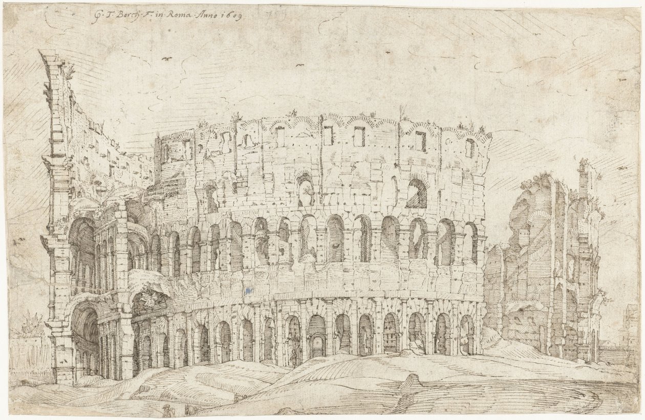 Exteriör av ruinerna av Colosseum, Rom av Gerard ter Borch