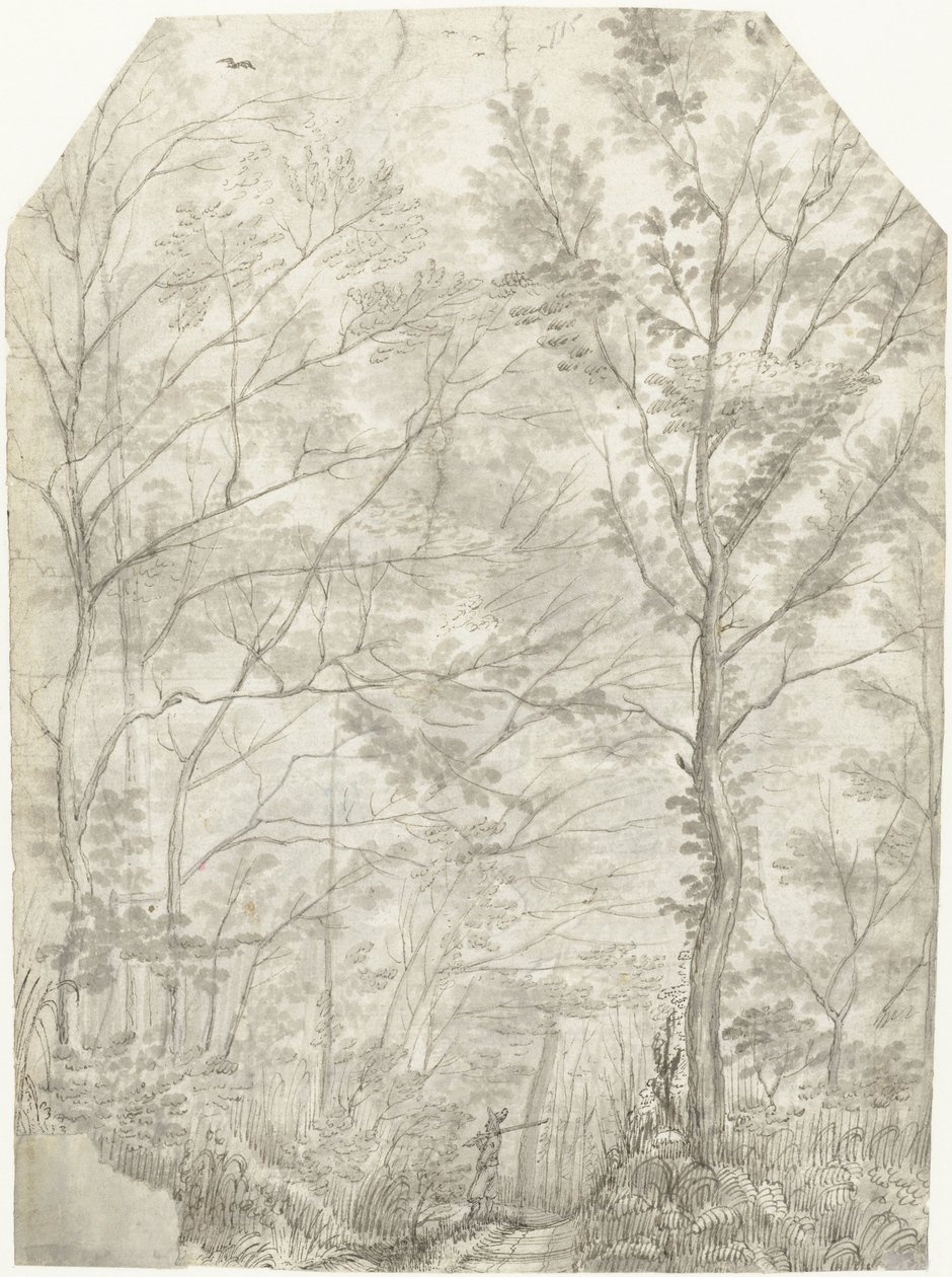 Forest of the Villa Madama utanför Rom, med en jägare av Gerard ter Borch (I)