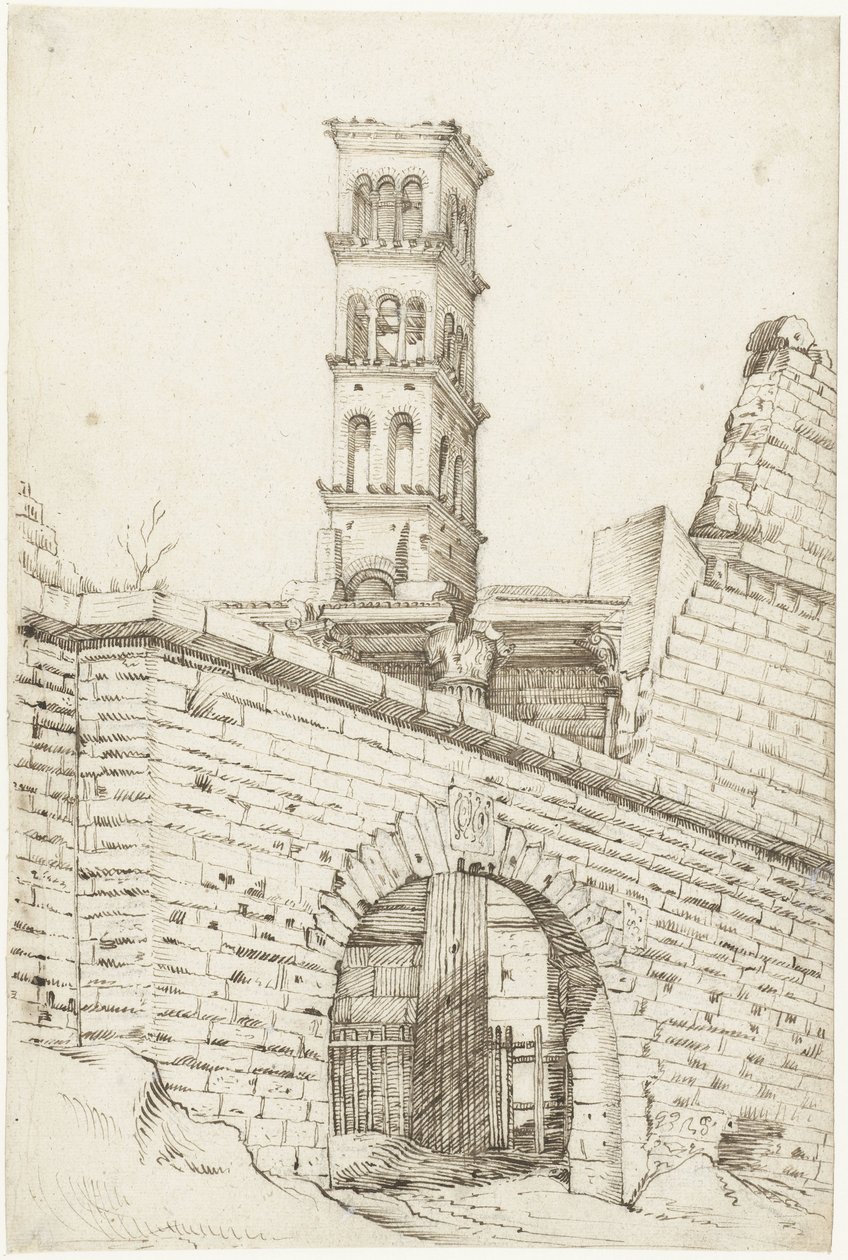Mars Ultors tempel och Pantani-bågen i Augustus Forum och San Basilio-tornet av Gerard ter Borch (I)