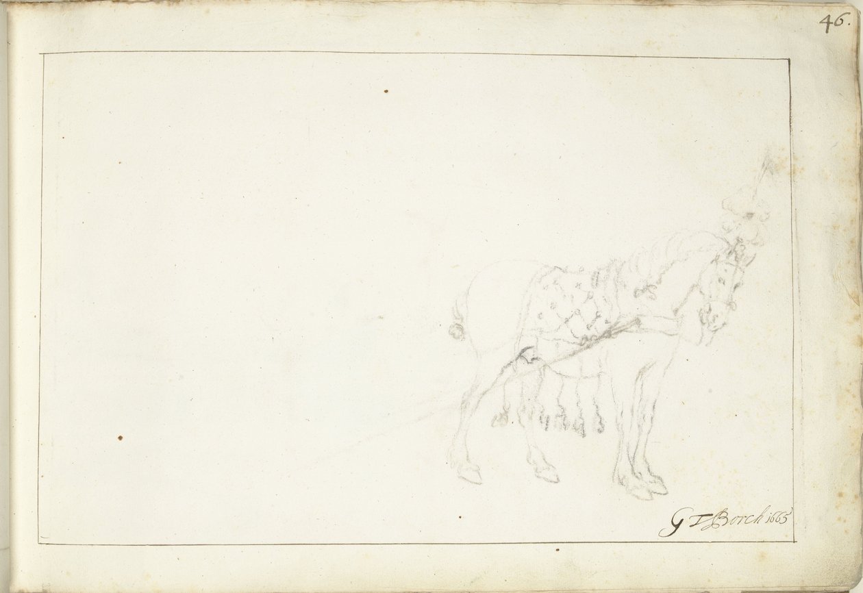 Häst, eller hur av Gerard ter Borch (II) (signed by artist)