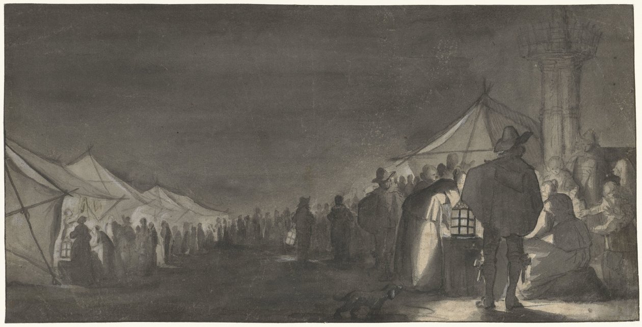 Mjölkmarknaden i Zwolle, på natten av Gerard ter Borch (II)
