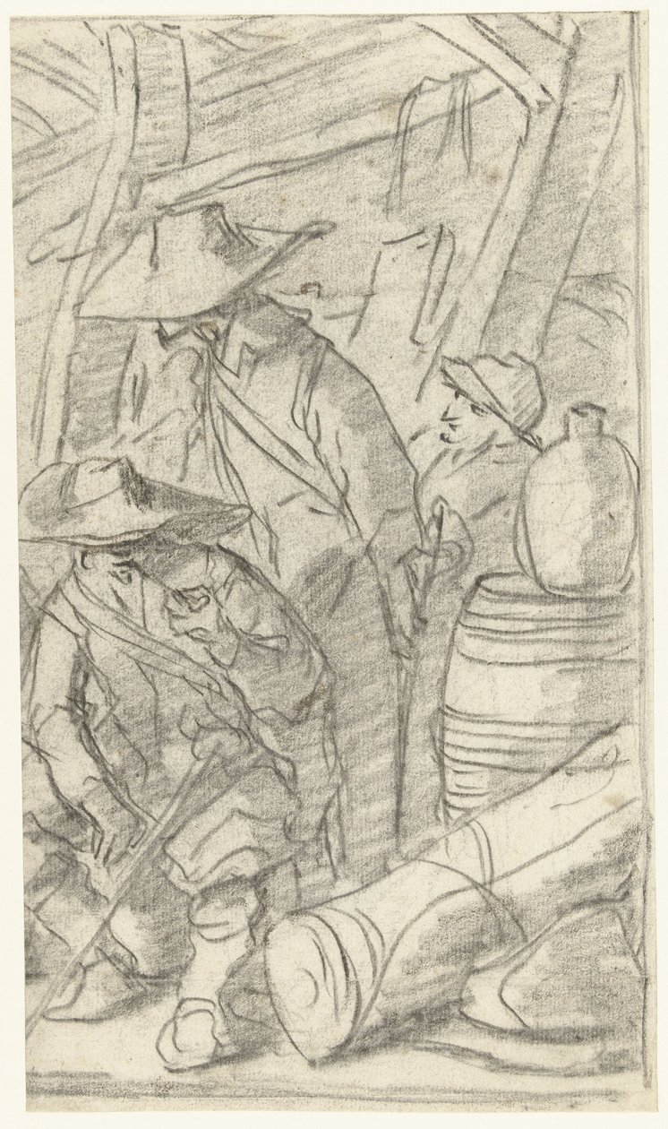 Tre män i ett arméläger av Gerard ter Borch (II)