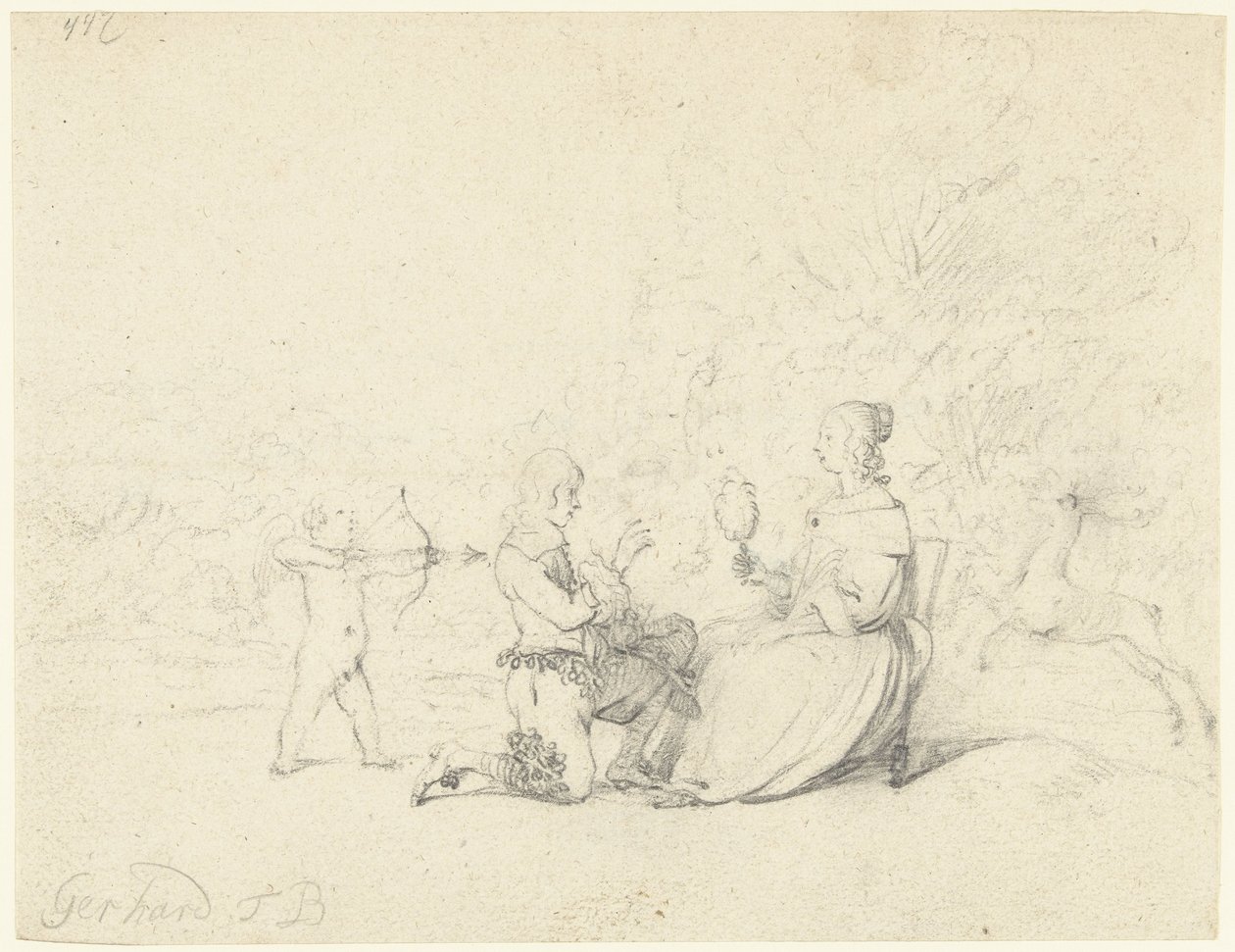 Gentleman på knä framför en dam av Gerard ter Borch (II)