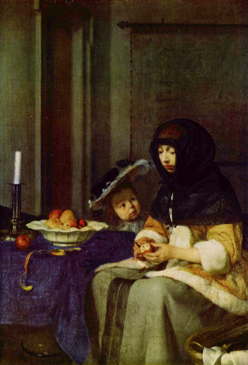 Tyska: Apfelschälerin Äppelskalare av Gerard ter Borch