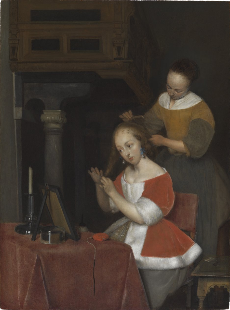 Kvinna sittande vid sin toalett av Gerard ter Borch