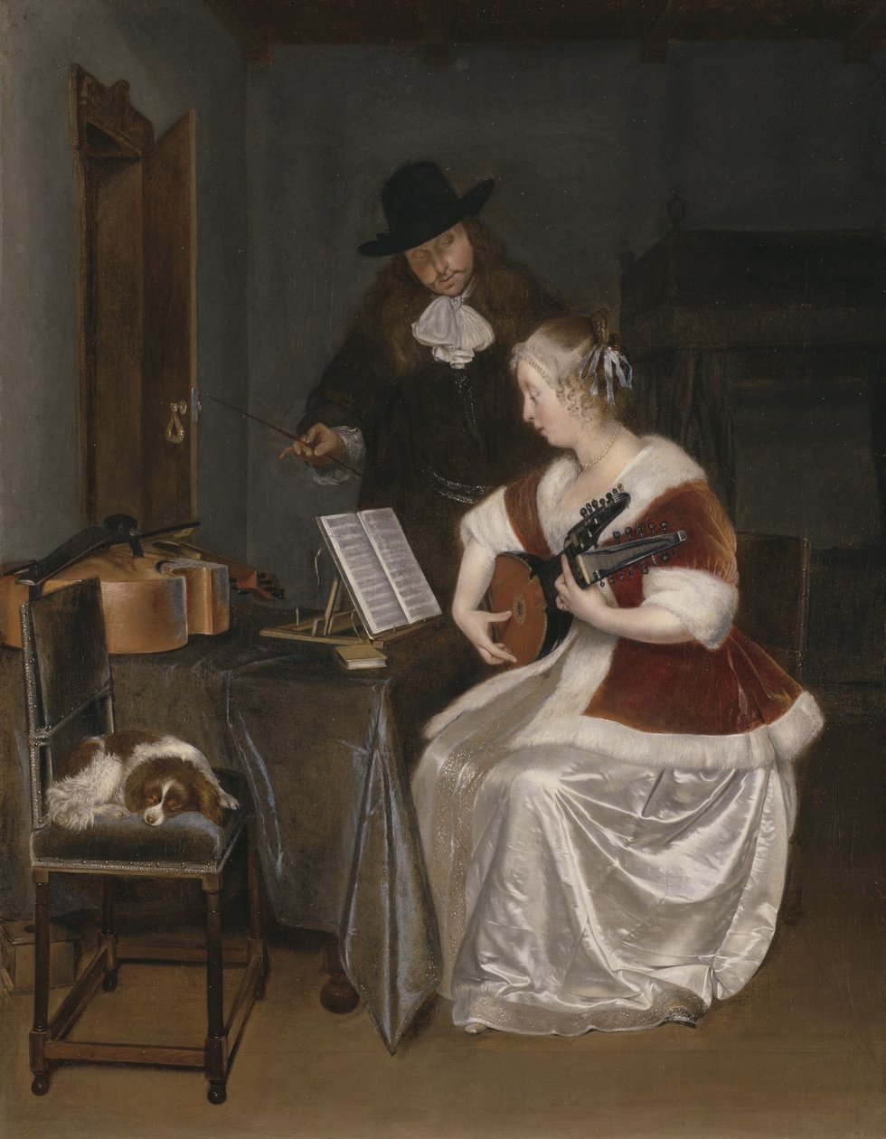 Musiklektionen, c.1670 av Gerard ter Borch
