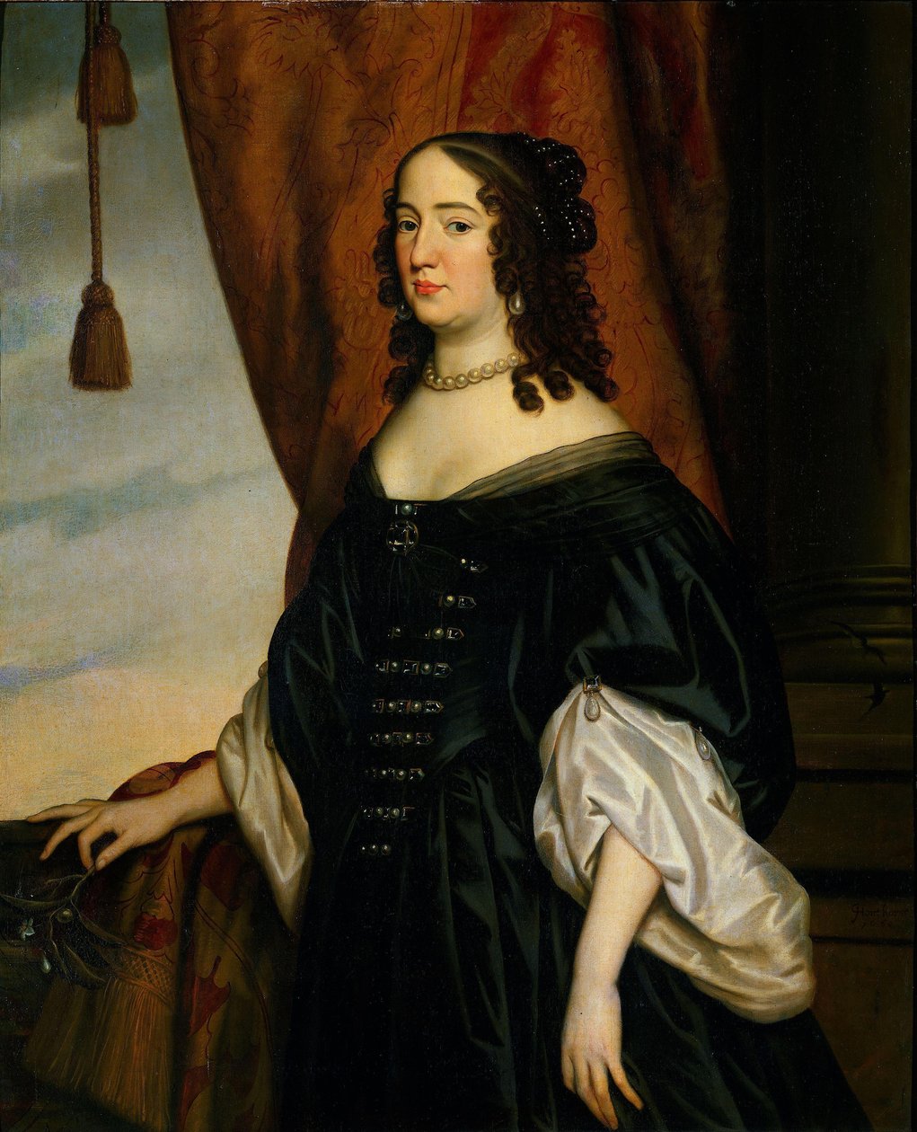 Porträtt av Amalia van Solms (1602-75) av Gerard van Honthorst (workshop of)