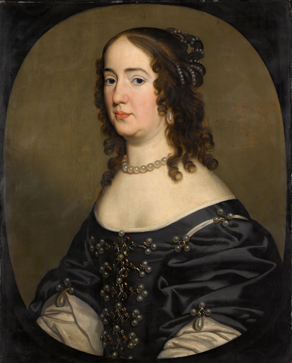 Porträtt av Amalia van Solms (1602-75) av Gerard van Honthorst (workshop of)