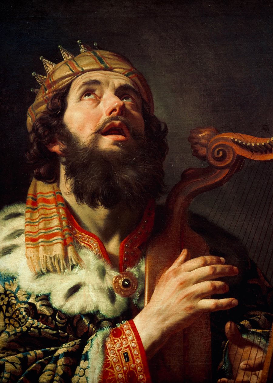 Nederländska: Harpspelende koning David Kung David spelar harpa av Gerard van Honthorst