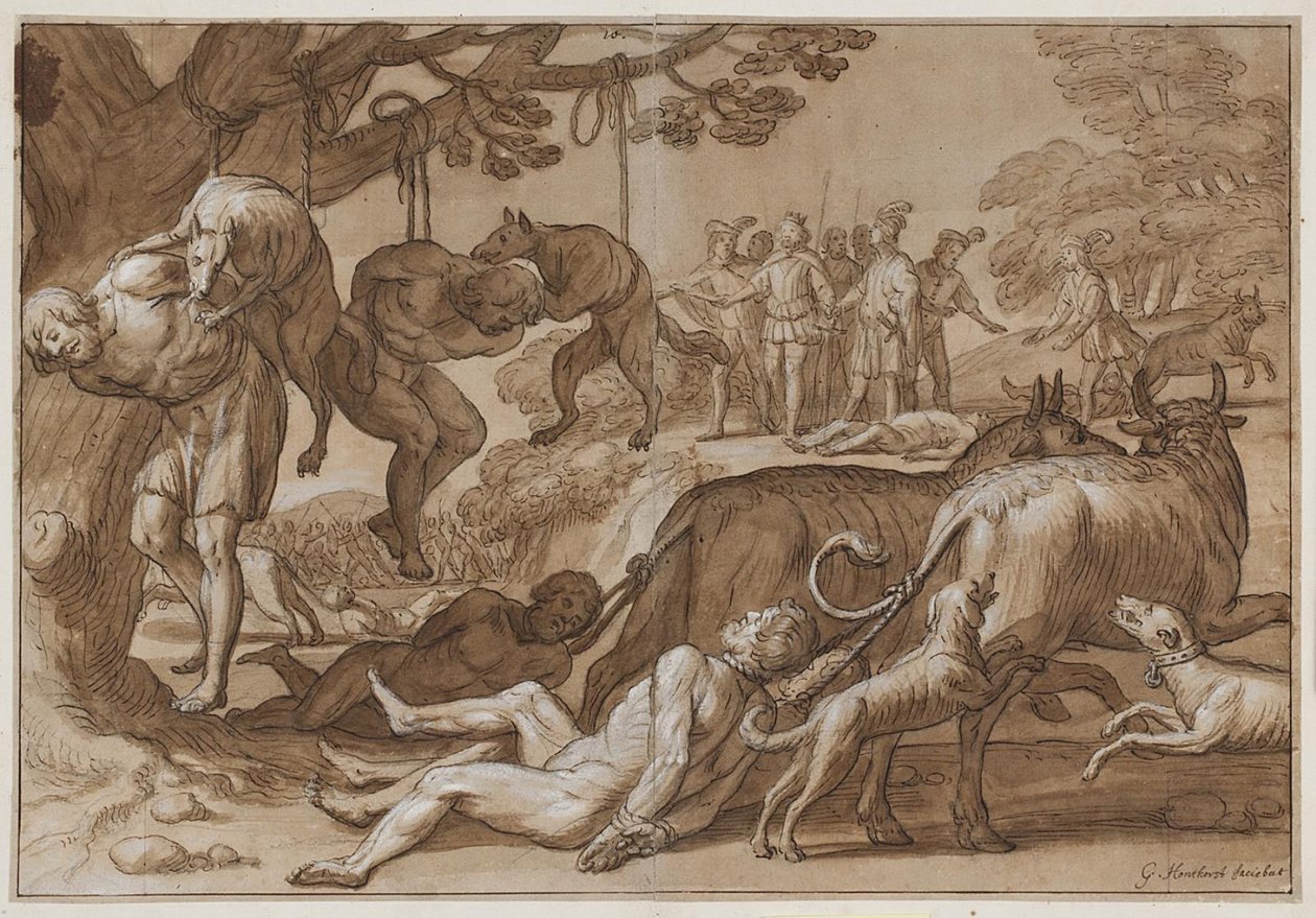 Kung Jarmeric sätter tillfångatagna Wends till tortyren av Gerard van Honthorst
