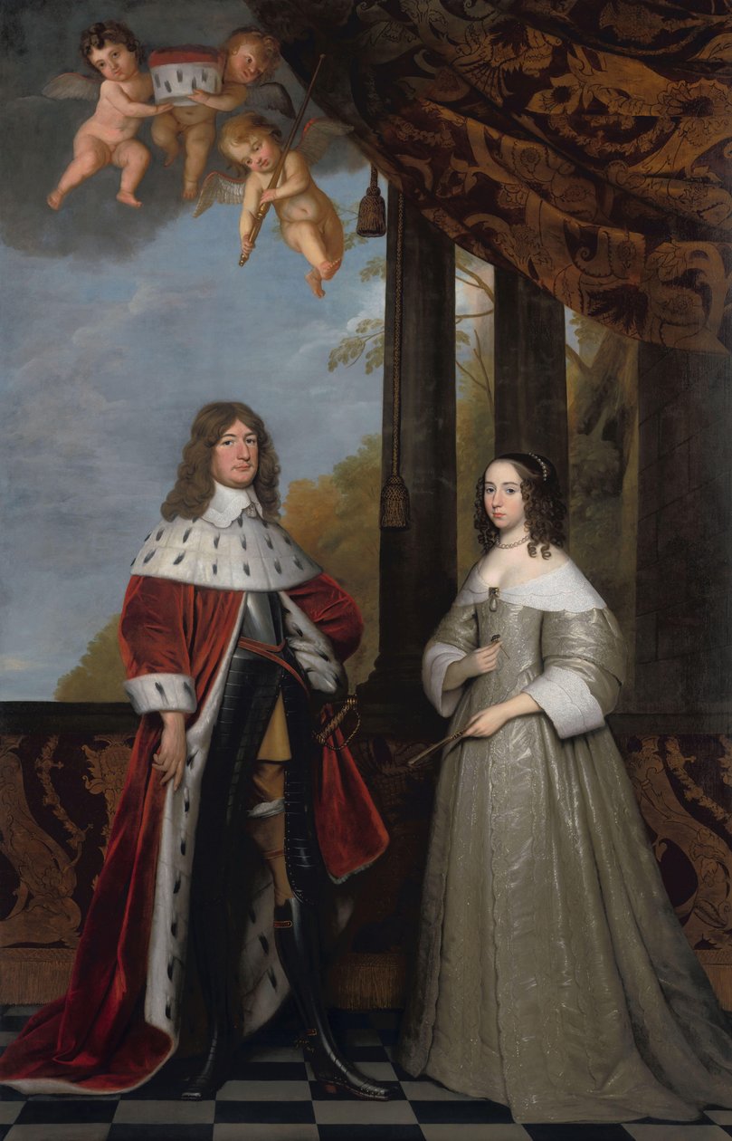 Porträtt av Friedrich Wilhelm (1620-88), kurfursten av Brandenburg, och hans hustru Louise Henriette (1627-67), grevinnan av Orange-Nassau av Gerard van Honthorst
