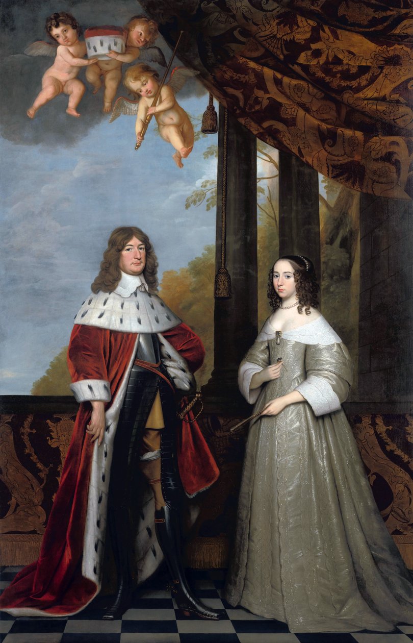 Porträtt av Friedrich Wilhelm, kurfurste av Brandenburg, och hans hustru Louise Henriette, grevinna av Oranien-Nassau av Gerard van Honthorst