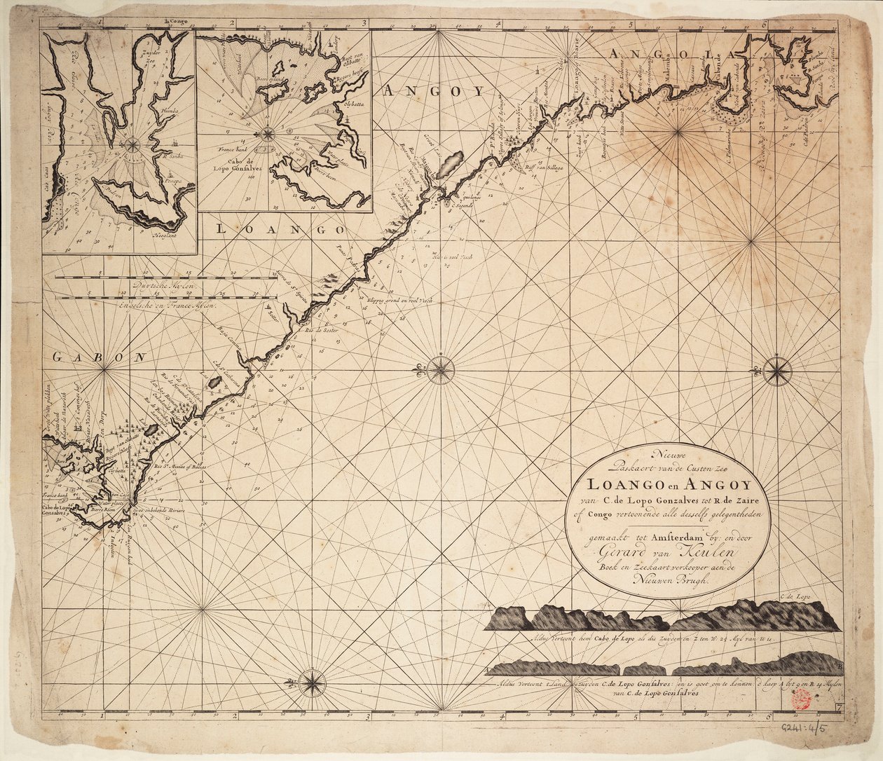 Karta över Guineabukten, Afrika, början av 1700-talet (gravyr) av Gerard van Keulen